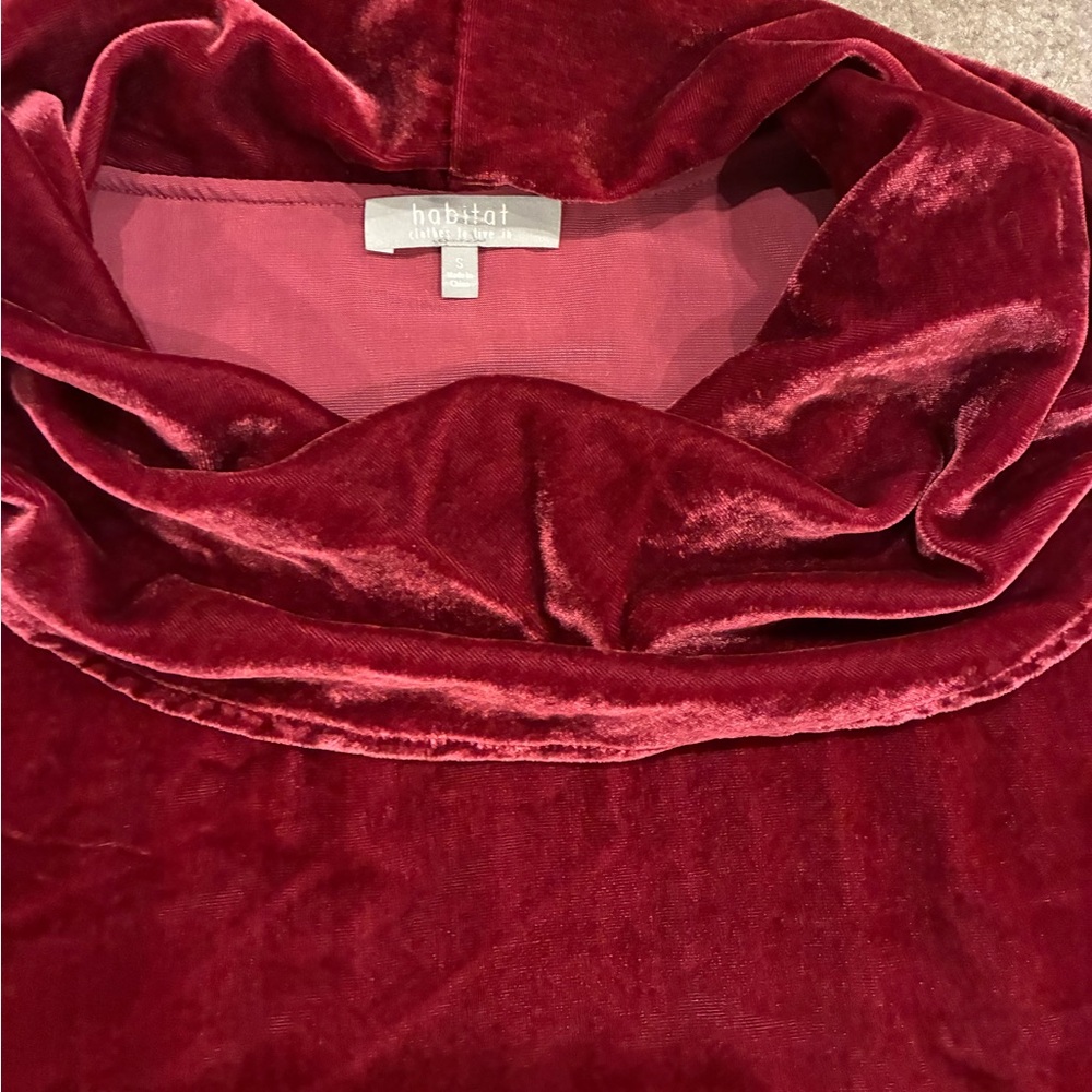 Habitat Women's Velvet Cowl Neck Sweater - Deep Red NWT - Picture 4 of 5